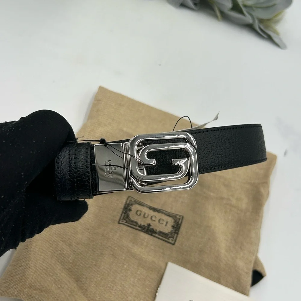 Men's Gucci interlocking G leather belt 120 cm/46 inches made in Italy